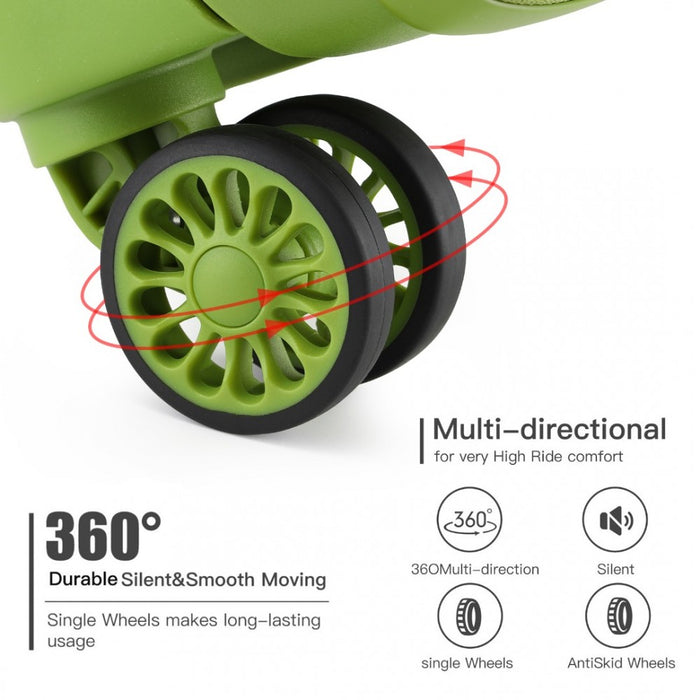 3-Piece Bright PP Hard Shell Suitcase Set – Classic Collection – Green