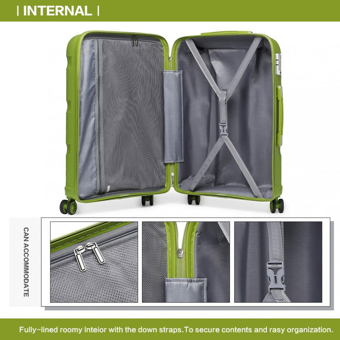 Bright PP Hard Shell Suitcase – 24-Inch – Classic Collection – Green