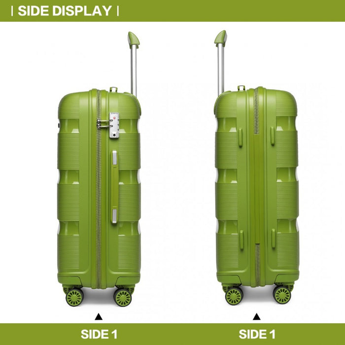 3-Piece Bright PP Hard Shell Suitcase Set – Classic Collection – Green