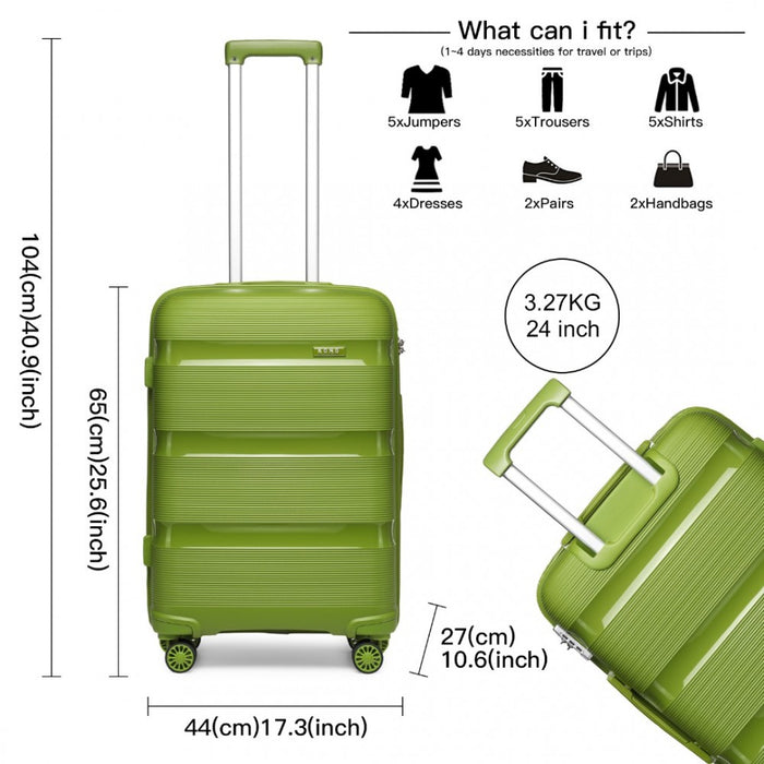 Bright PP Hard Shell Suitcase – 24-Inch – Classic Collection – Green