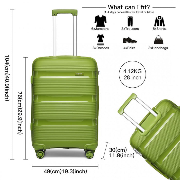 3-Piece Bright PP Hard Shell Suitcase Set – Classic Collection – Green