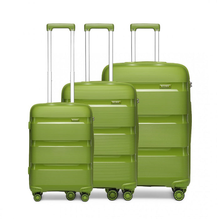 3-Piece Bright PP Hard Shell Suitcase Set – Classic Collection – Green