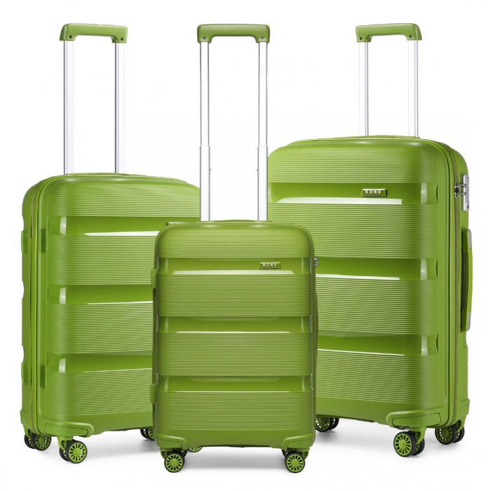 3-Piece Bright PP Hard Shell Suitcase Set – Classic Collection – Green