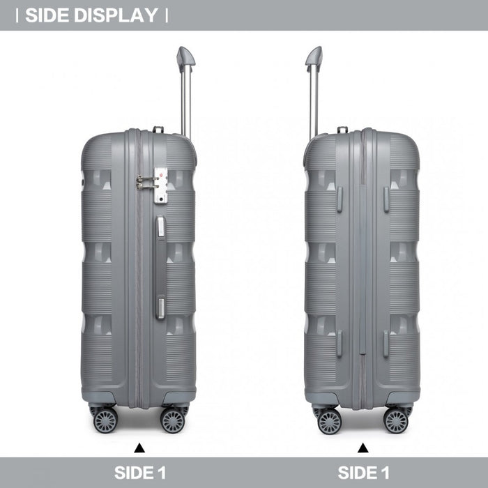 Bright PP Hard Shell Suitcase – 24-Inch – Classic Collection – Grey