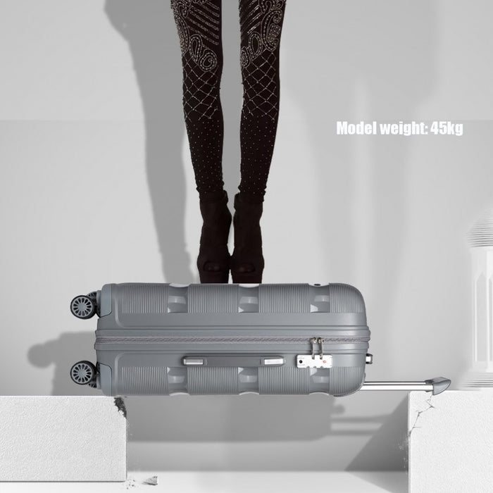 Bright PP Hard Shell Suitcase – 24-Inch – Classic Collection – Grey