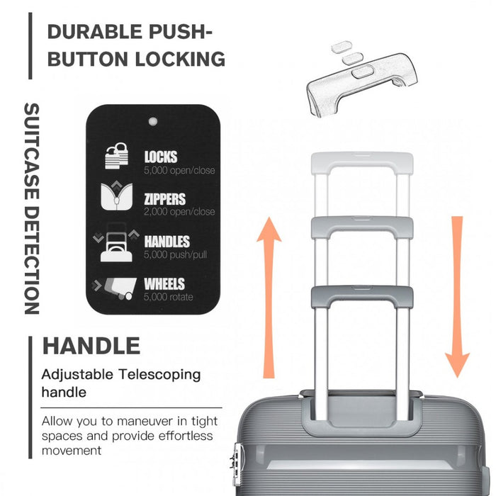 Bright PP Hard Shell Suitcase – 24-Inch – Classic Collection – Grey