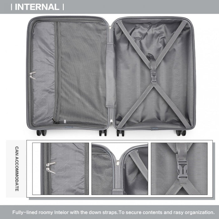 Bright PP Hard Shell Suitcase – 24-Inch – Classic Collection – Grey