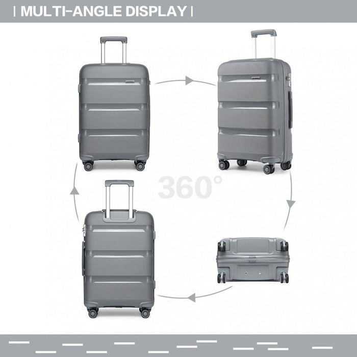 Bright PP Hard Shell Suitcase – 24-Inch – Classic Collection – Grey