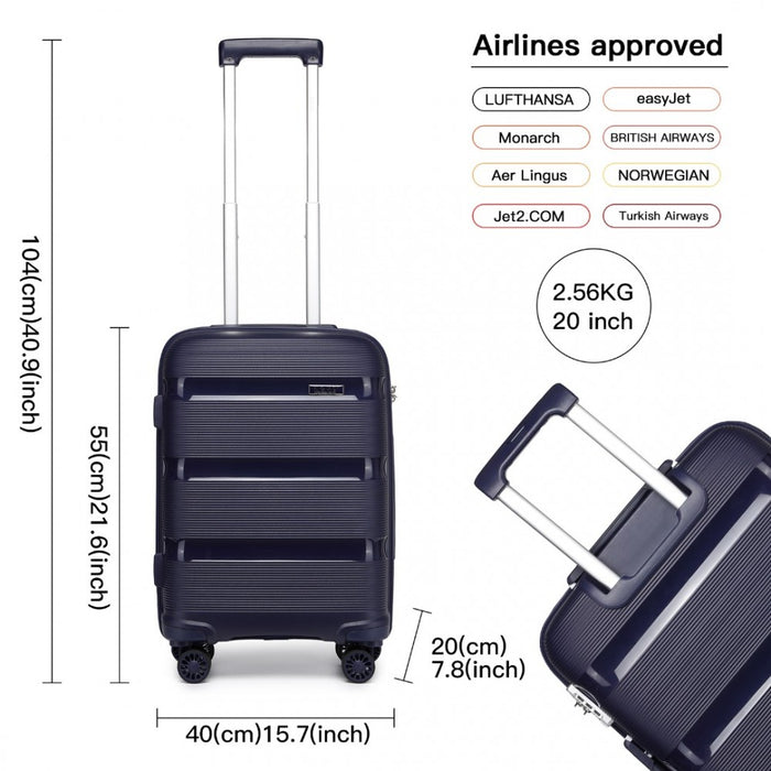 Bright PP Hard Shell Carry-On Cabin Suitcase – 20-Inch – Navy