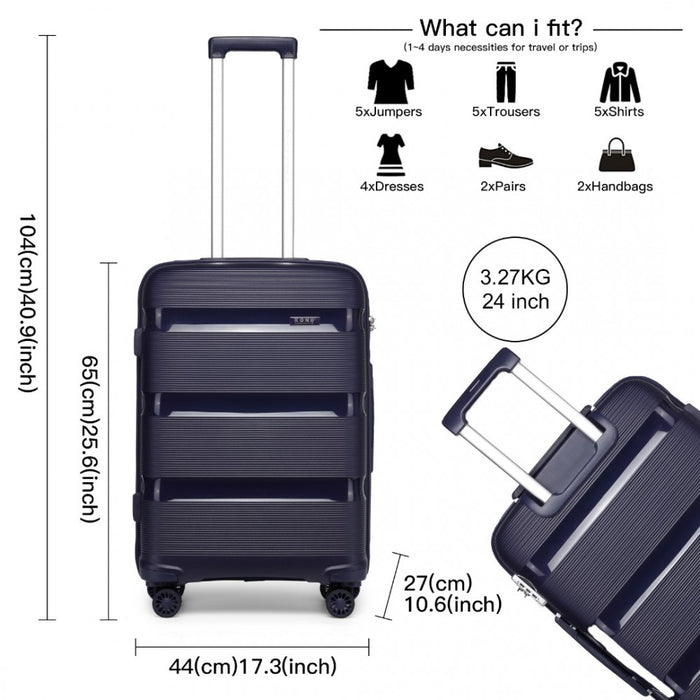 Bright PP Hard Shell Suitcase – 24-Inch – Classic Collection – Navy
