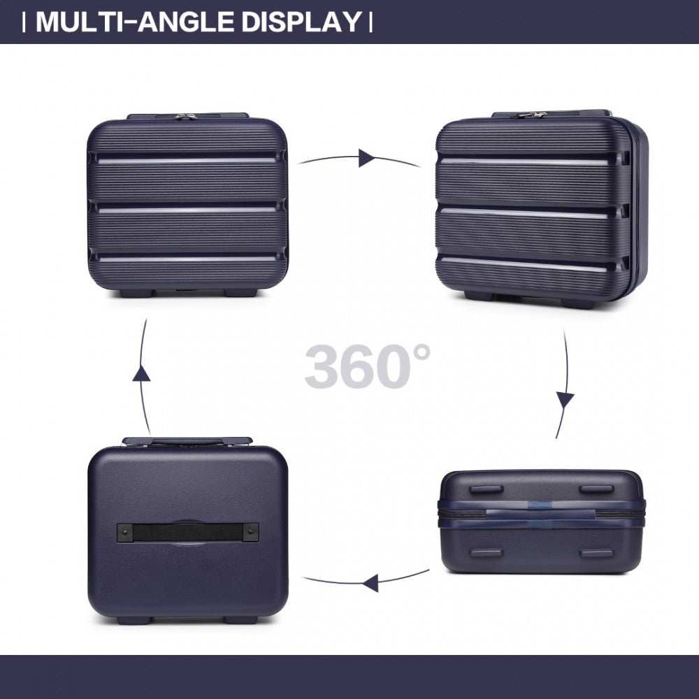 4-Piece Bright PP Hard Shell Suitcase Set with TSA Lock and Vanity Case – Classic Collection – Navy
