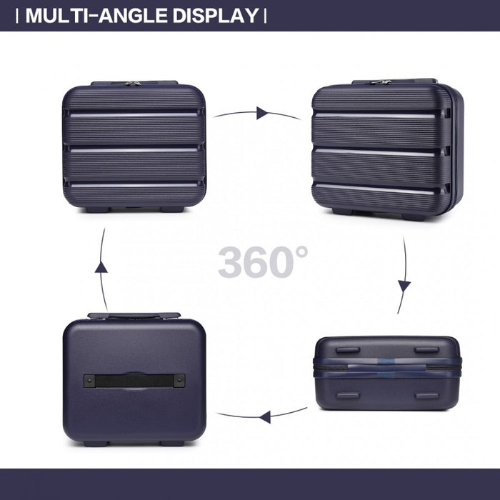 4-Piece Bright PP Hard Shell Suitcase Set with TSA Lock and Vanity Case – Classic Collection – Navy