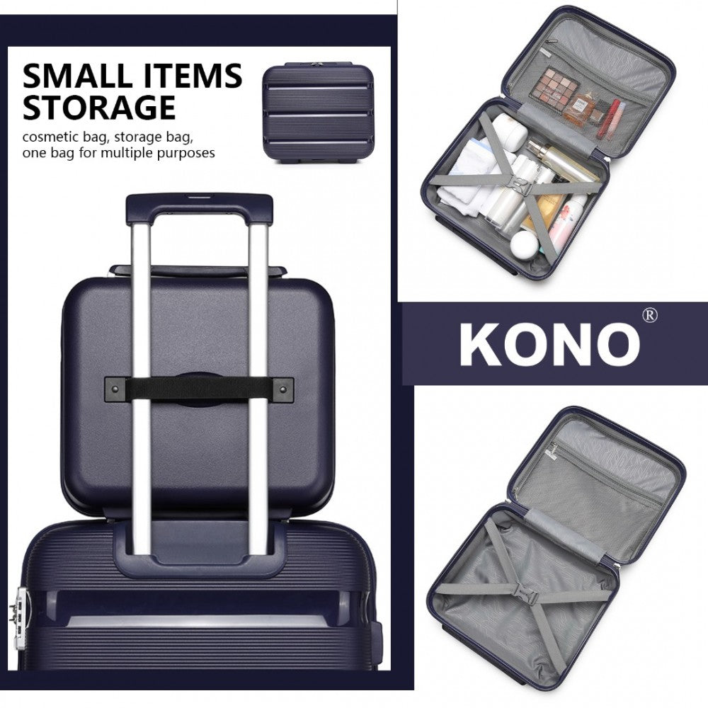 4-Piece Bright PP Hard Shell Suitcase Set with TSA Lock and Vanity Case – Classic Collection – Navy