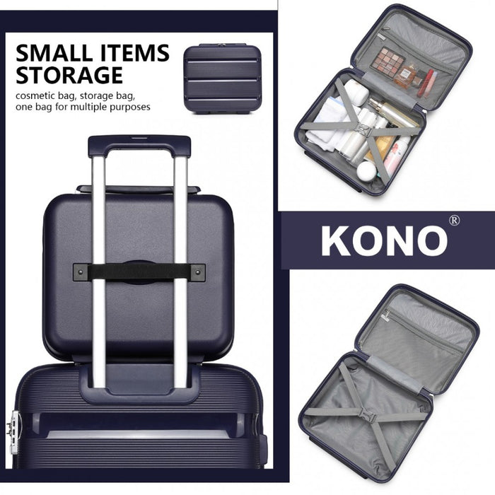 4-Piece Bright PP Hard Shell Suitcase Set with TSA Lock and Vanity Case – Classic Collection – Navy