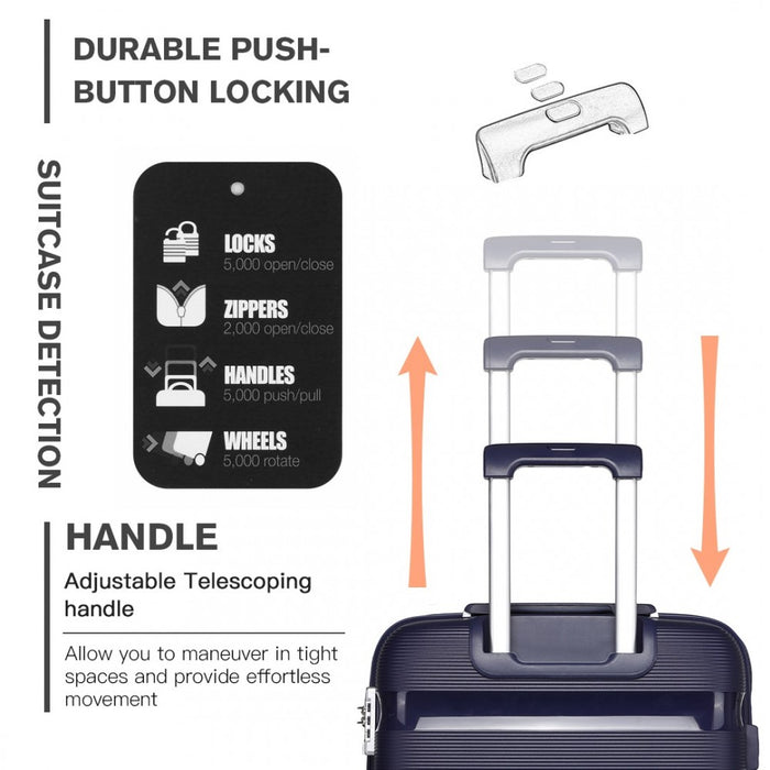 Bright PP Hard Shell Suitcase – 24-Inch – Classic Collection – Navy