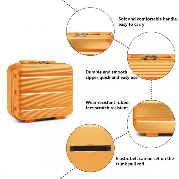 Bright PP Hard Shell Vanity Case – 14-Inch – Orange