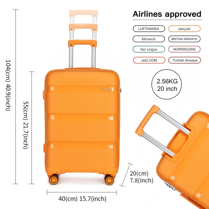 Bright PP Hard Shell Carry-On Cabin Suitcase – 20-Inch – Orange