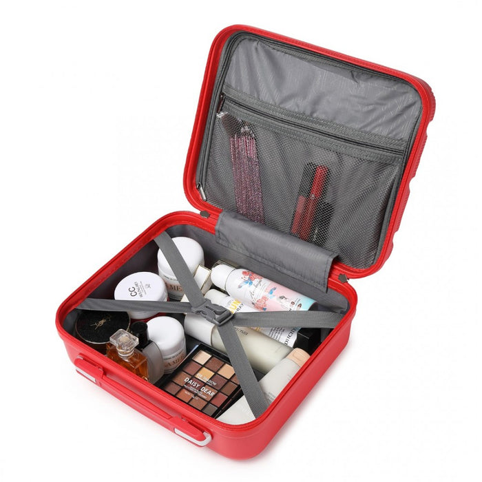 Bright PP Hard Shell Vanity Case – 14-Inch – Red