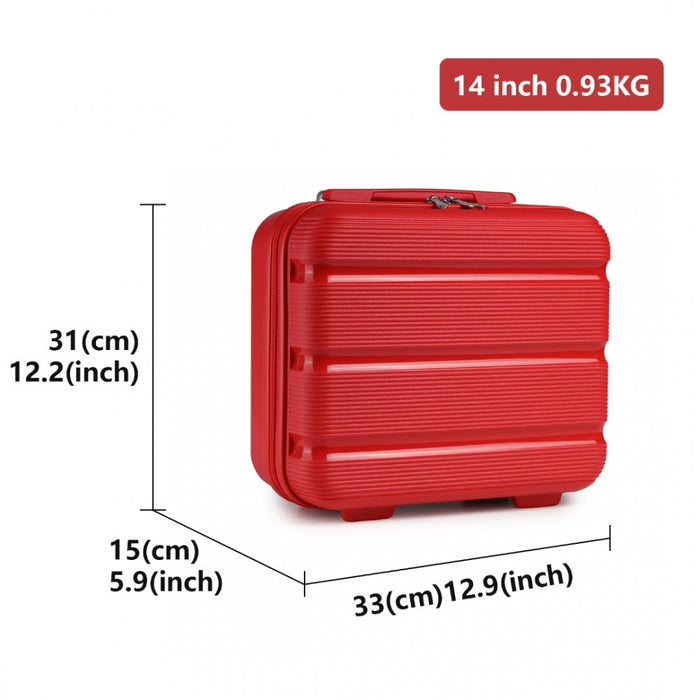 Bright PP Hard Shell Vanity Case – 14-Inch – Red