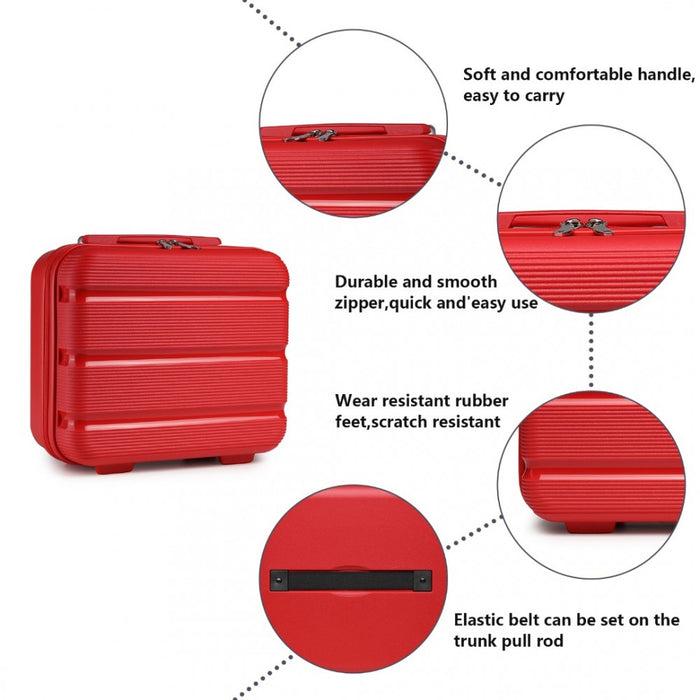 Bright PP Hard Shell Vanity Case – 14-Inch – Red