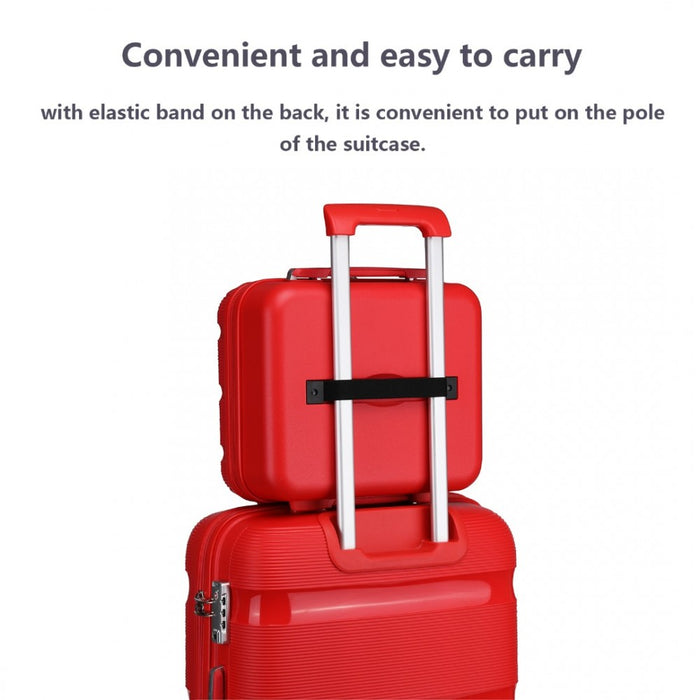 Bright PP Hard Shell Vanity Case – 14-Inch – Red
