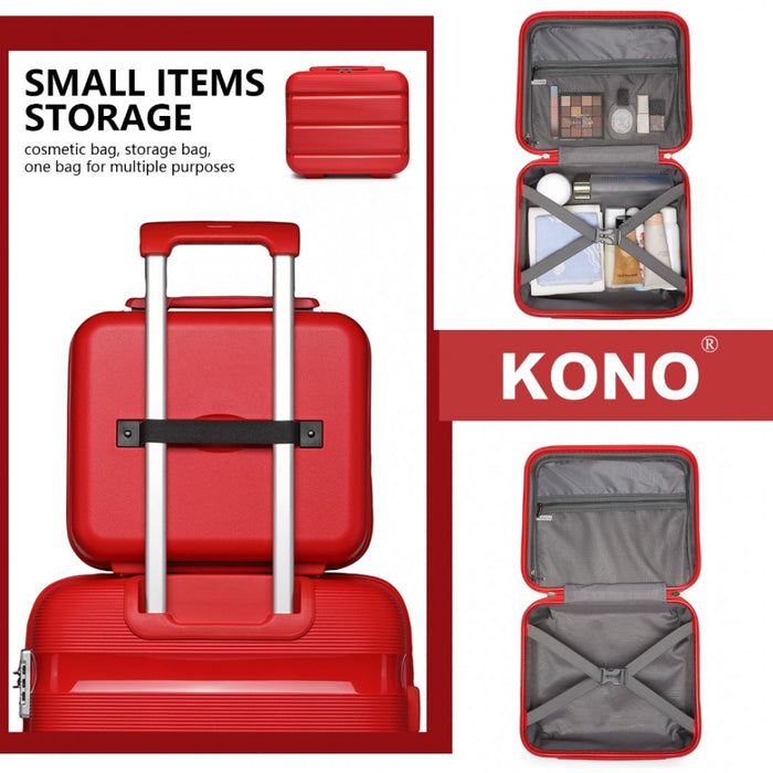 Bright PP Hard Shell Vanity Case – 14-Inch – Red