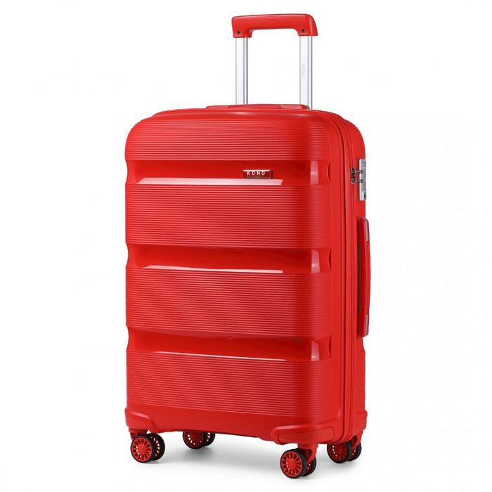 Bright PP Hard Shell Suitcase – 24-Inch – Classic Collection – Red