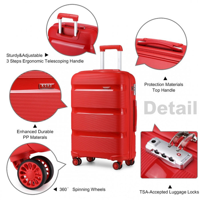 Bright PP Hard Shell Suitcase – 28-Inch – Classic Collection – Red