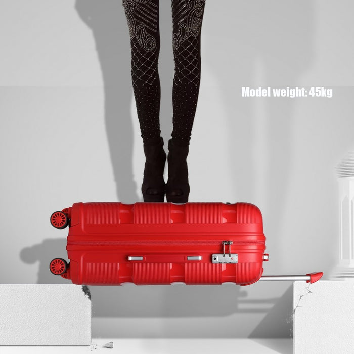 Bright PP Hard Shell Suitcase – 24-Inch – Classic Collection – Red