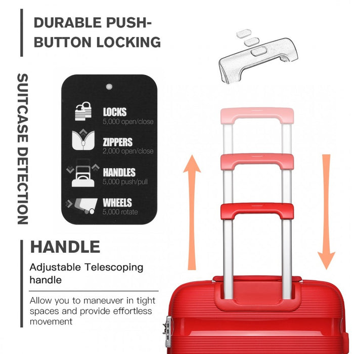 Bright PP Hard Shell Suitcase – 24-Inch – Classic Collection – Red