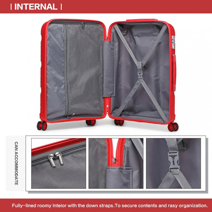 Bright PP Hard Shell Suitcase – 24-Inch – Classic Collection – Red