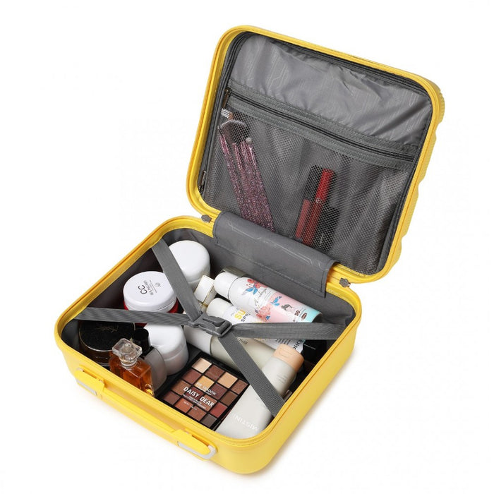 Bright PP Hard Shell Vanity Case – 14-Inch – Yellow