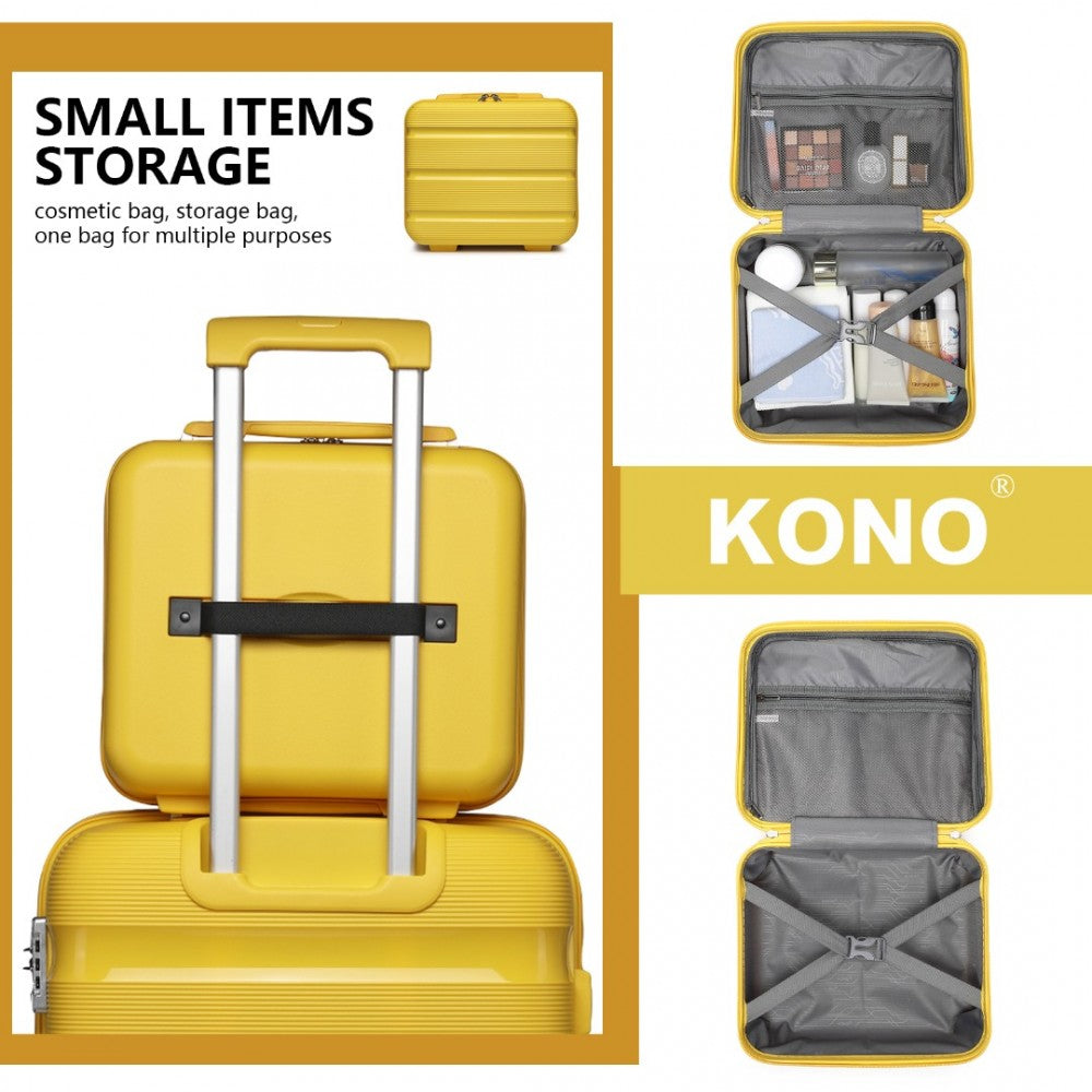 Bright PP Hard Shell Vanity Case – 14-Inch – Yellow