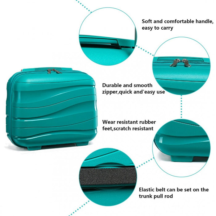 Lightweight Polypropylene Hard Shell Vanity Case – 14-Inch – Teal