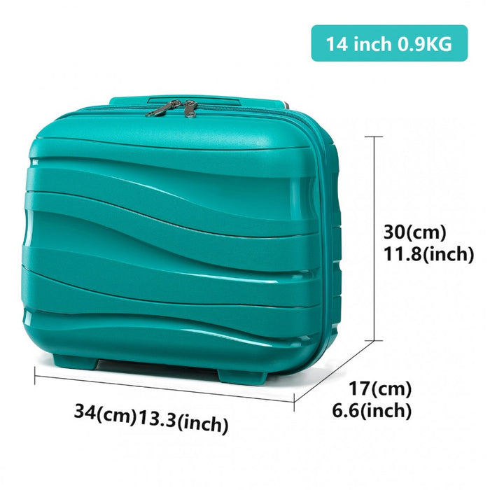 Lightweight Polypropylene Hard Shell Vanity Case – 14-Inch – Teal