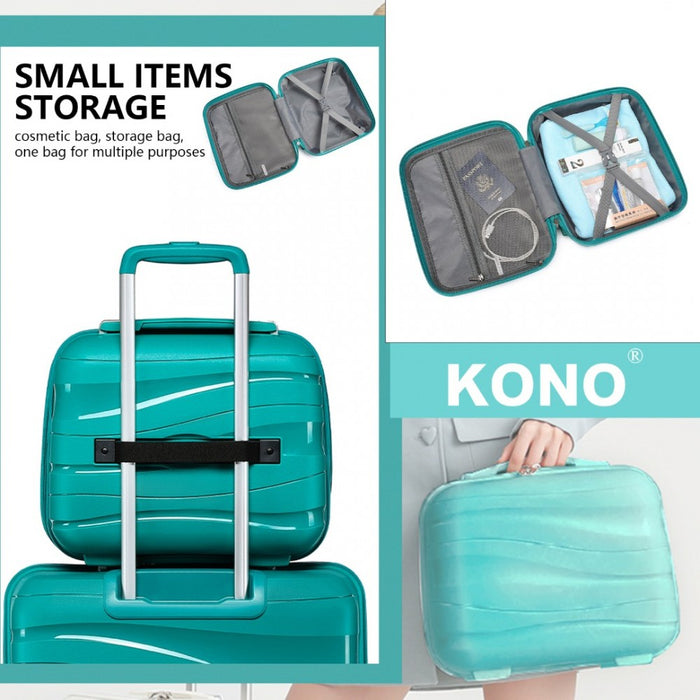 Lightweight Polypropylene Hard Shell Vanity Case – 14-Inch – Teal
