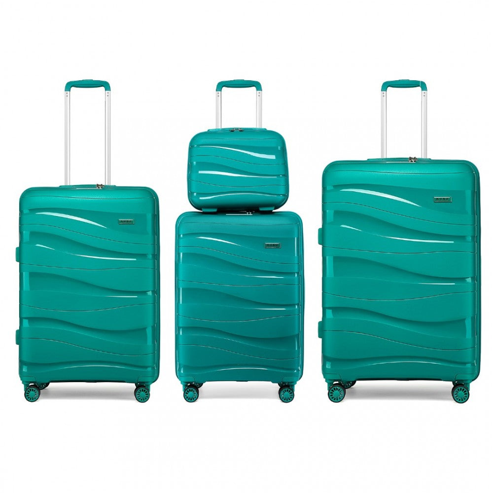 4-Piece Lightweight Polypropylene Hard Shell Suitcase Set with TSA Lock and Vanity Case – Teal