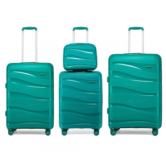 4-Piece Lightweight Polypropylene Hard Shell Suitcase Set with TSA Lock and Vanity Case – Teal