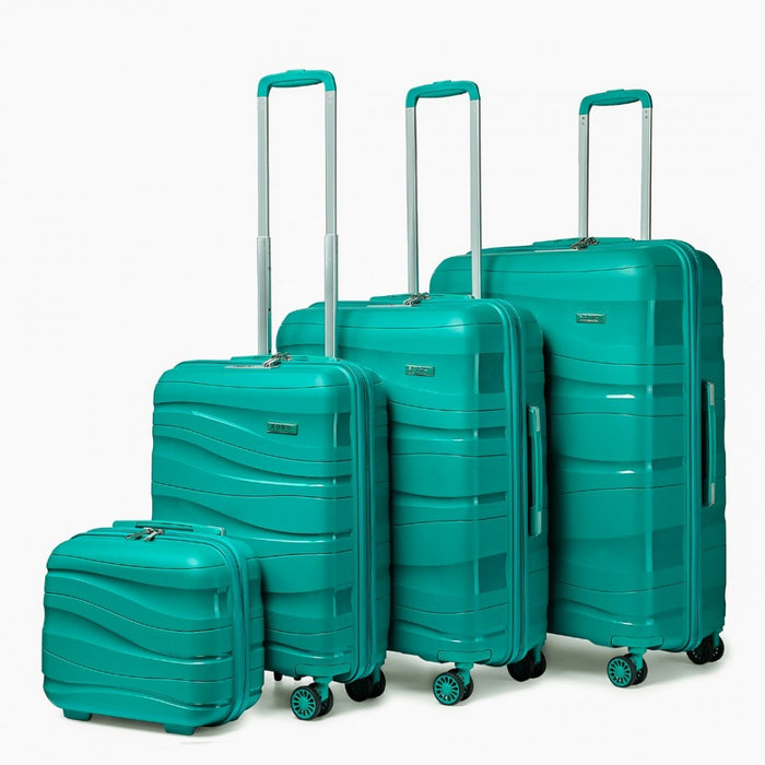 4-Piece Lightweight Polypropylene Hard Shell Suitcase Set with TSA Lock and Vanity Case – Teal