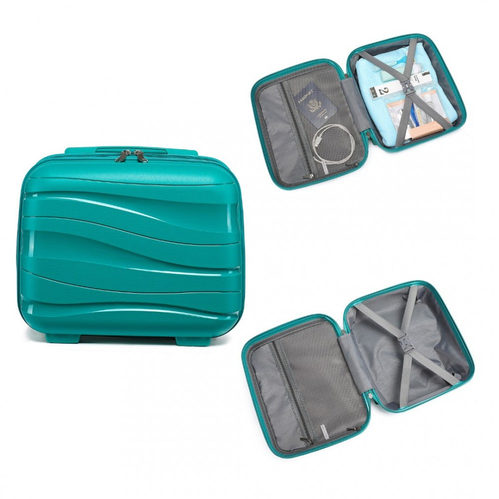 4-Piece Lightweight Polypropylene Hard Shell Suitcase Set with TSA Lock and Vanity Case – Teal