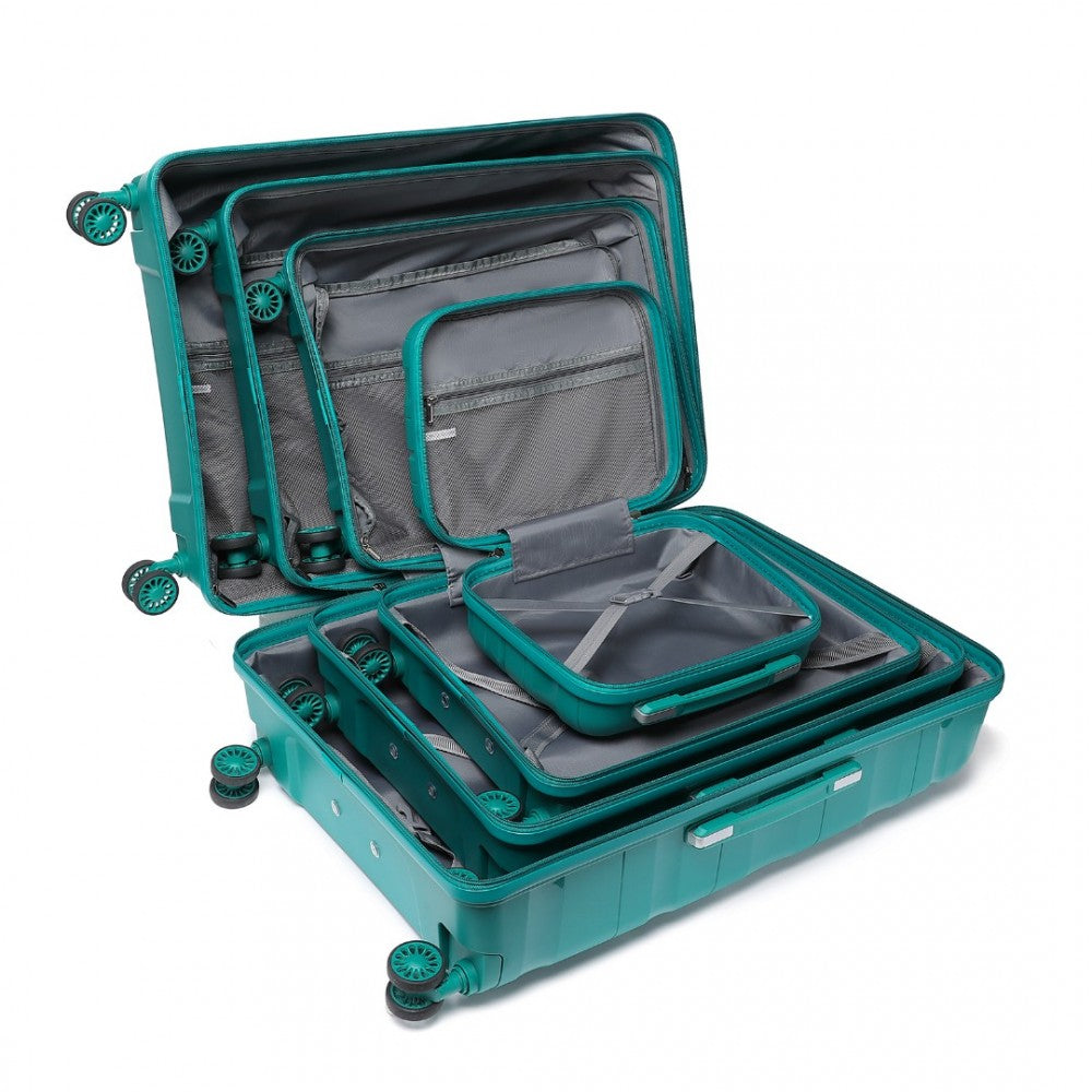 4-Piece Lightweight Polypropylene Hard Shell Suitcase Set with TSA Lock and Vanity Case – Teal