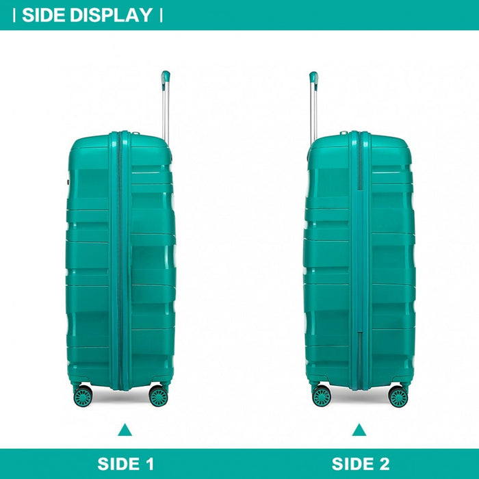 2-Piece Lightweight Polypropylene Hard Shell Suitcase Set with Vanity Case – 14/20-Inch – Teal