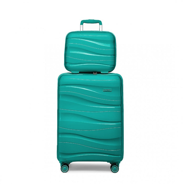 2-Piece Lightweight Polypropylene Hard Shell Suitcase Set with Vanity Case – 14/20-Inch – Teal