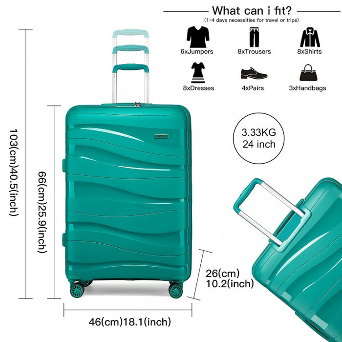 Lightweight Polypropylene Hard Shell Suitcase with TSA Lock – 24-Inch – Teal