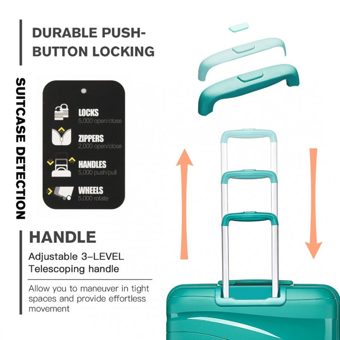 Lightweight Polypropylene Hard Shell Suitcase with TSA Lock – 24-Inch – Teal