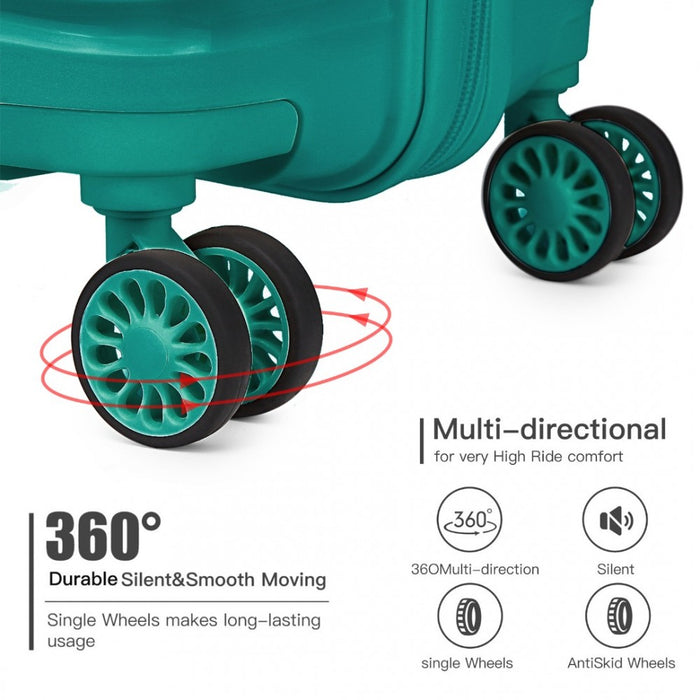 Lightweight Polypropylene Hard Shell Suitcase with TSA Lock – 24-Inch – Teal