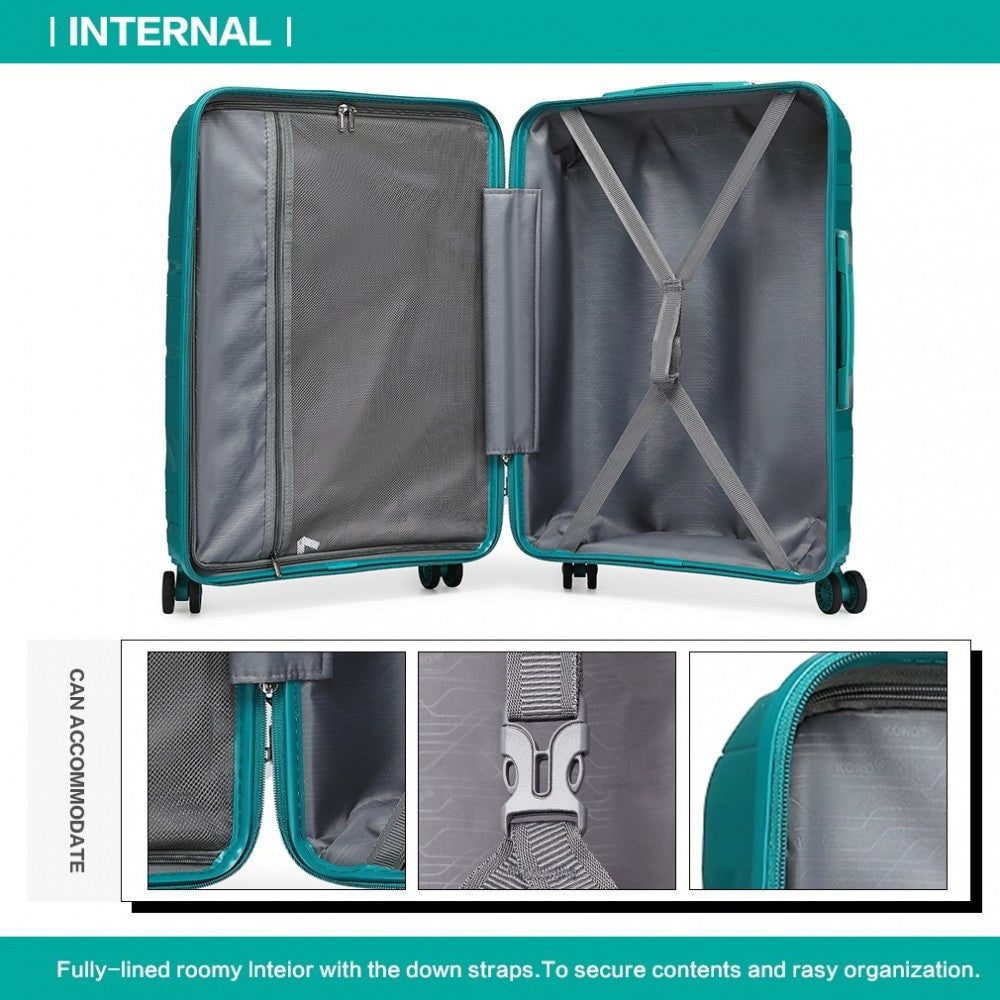 Lightweight Polypropylene Hard Shell Suitcase with TSA Lock – 28-Inch – Teal