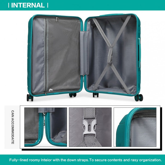 Lightweight Polypropylene Hard Shell Suitcase with TSA Lock – 24-Inch – Teal