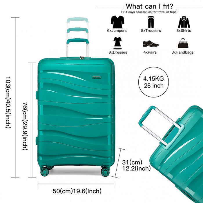 Lightweight Polypropylene Hard Shell Suitcase with TSA Lock – 28-Inch – Teal