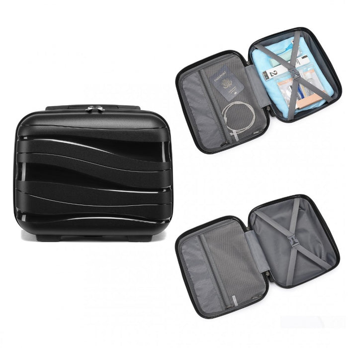 4-Piece Lightweight Polypropylene Hard Shell Suitcase Set with TSA Lock and Vanity Case – Black